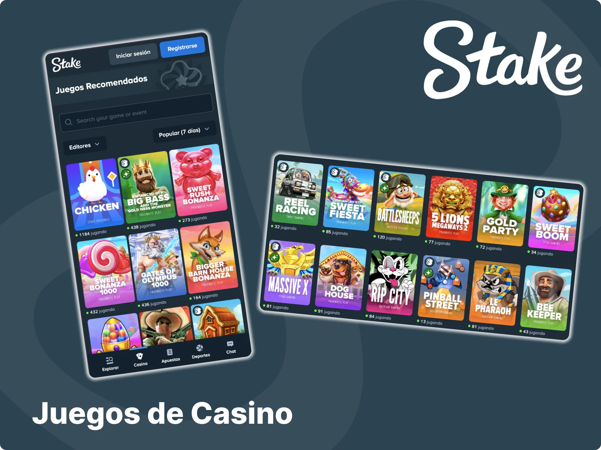 Todos los juegos de Stake Casino están disponibles tanto en el sitio web como en la versión móvil del sitio.